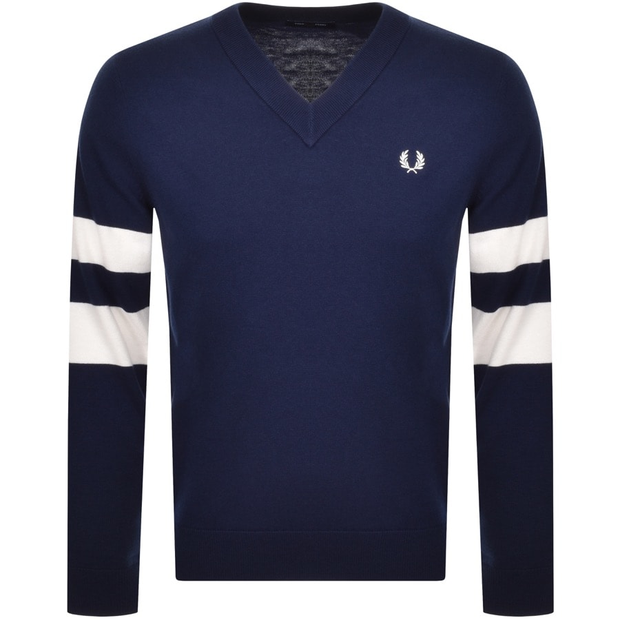 Alternative Image for ProductFred Perry V Neck Knit Jumper Blue1